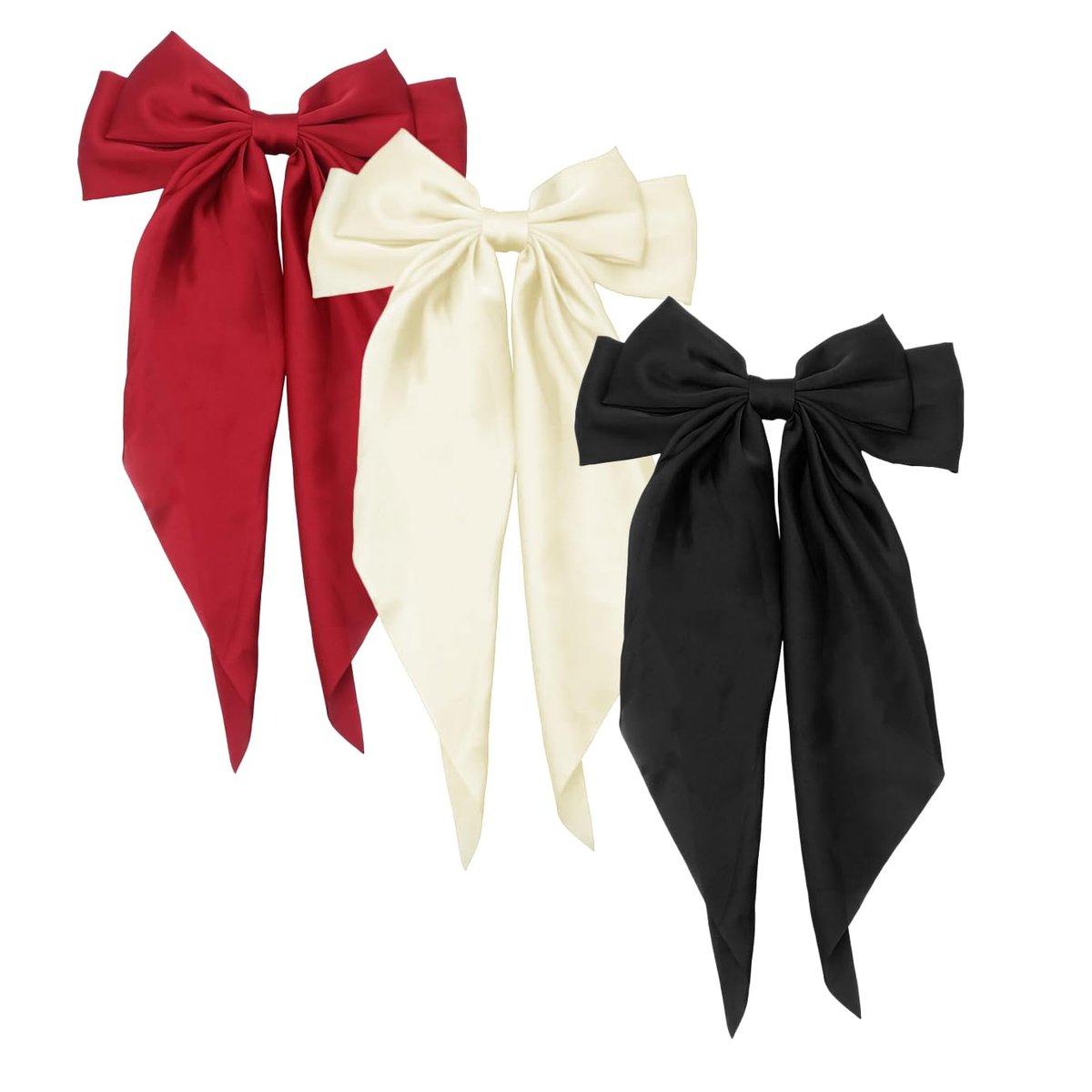 HAALII Haaraccessoires - 3 Stück übergroße Satin-Haarklammern, Schleifen-Clips für Damen