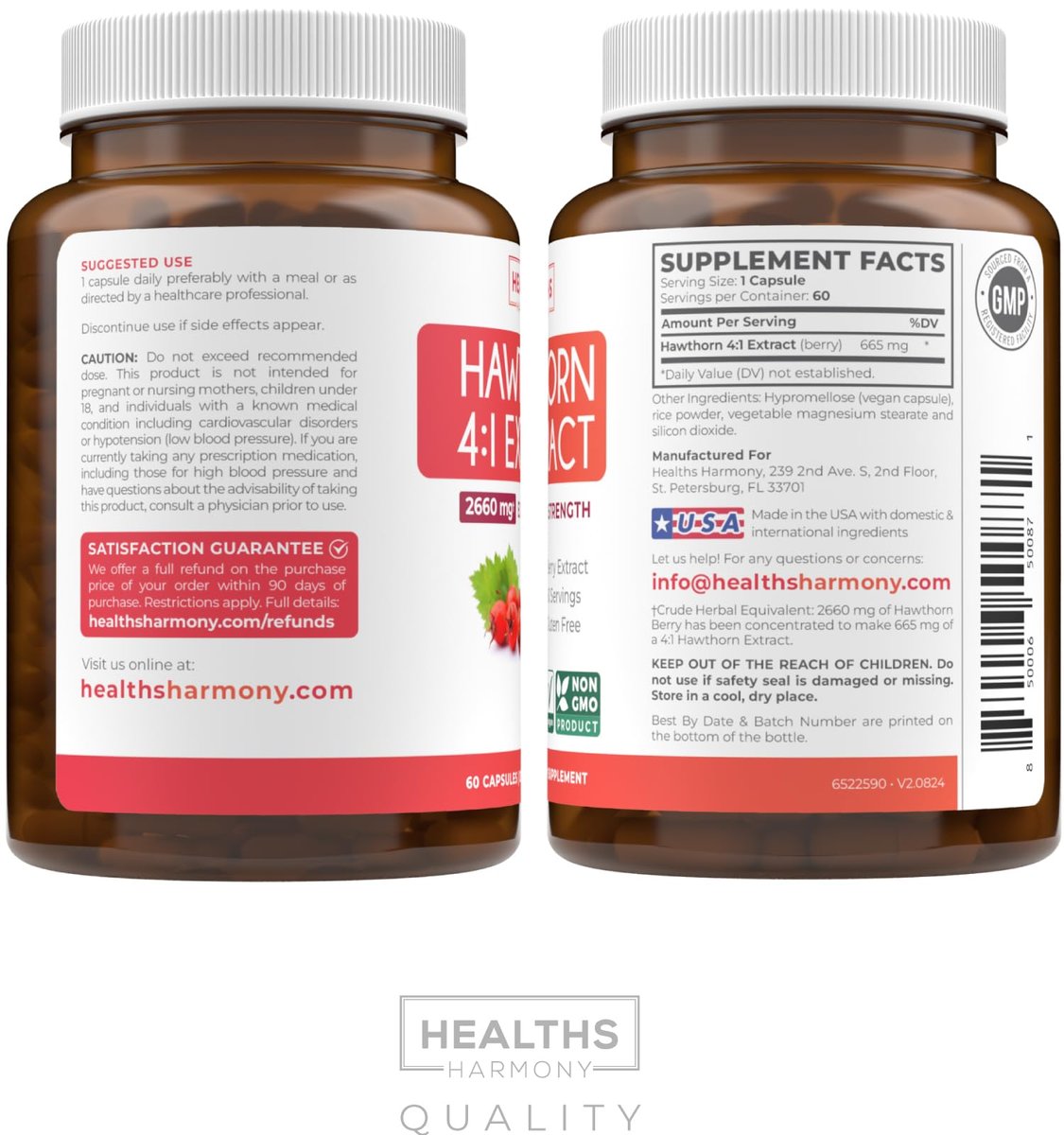 Hochwirksame Weißdornbeeren Kapseln - Weißdornbeeren 4:1 Extrakt (Beeren) 665mg Nahrungsergänzungsmittel aus Konzentrat zur Unterstützung der Herz- und Verdauungsgesundheit - Vegan, Nicht-GVO & Glutenfrei (2 Monatsvorrat)