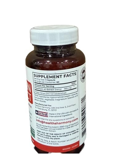 Hochwirksame Weißdornbeeren Kapseln - Weißdornbeeren 4:1 Extrakt (Beeren) 665mg Nahrungsergänzungsmittel aus Konzentrat zur Unterstützung der Herz- und Verdauungsgesundheit - Vegan, Nicht-GVO & Glutenfrei (2 Monatsvorrat)