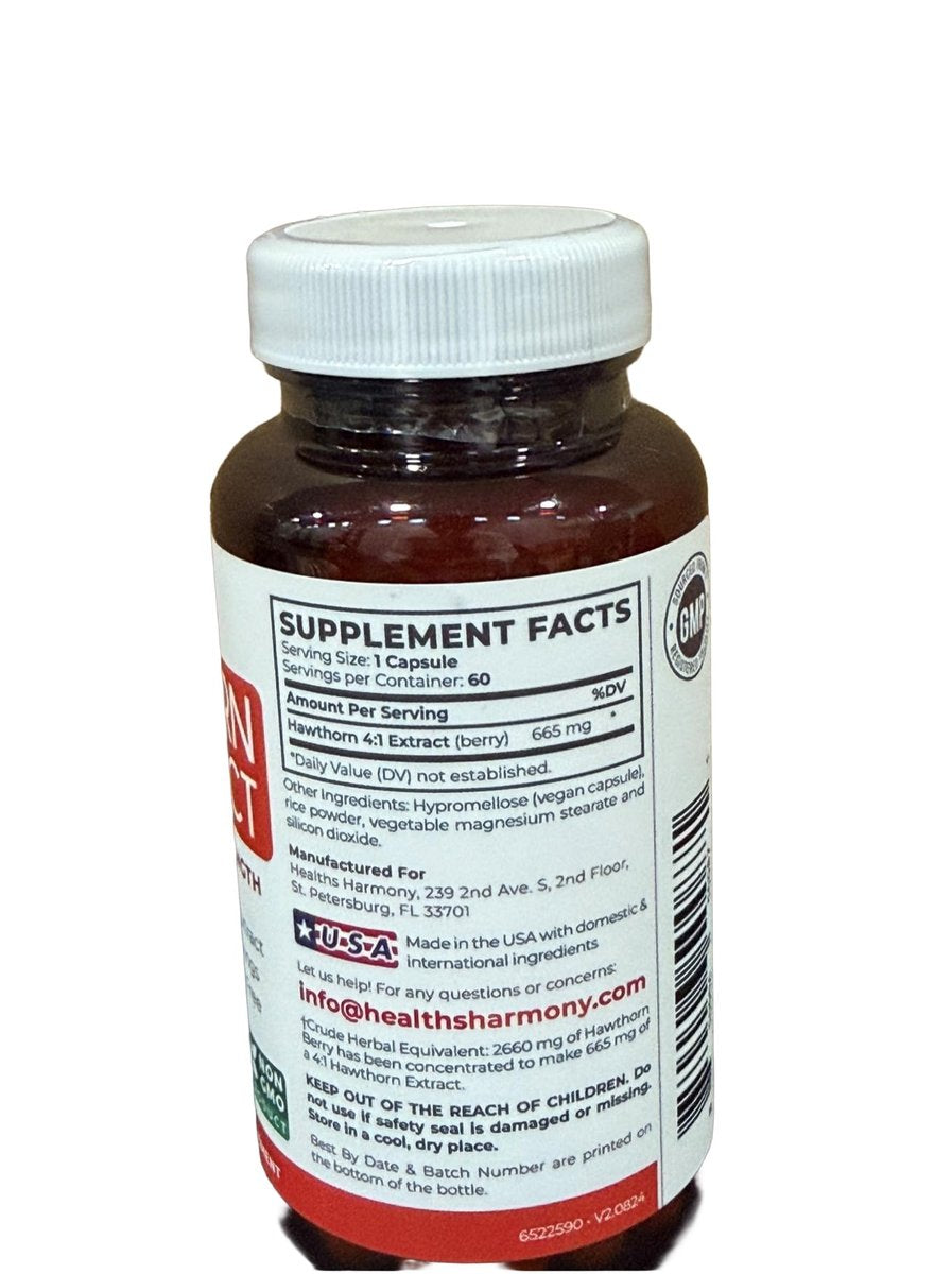 Hochwirksame Weißdornbeeren Kapseln - Weißdornbeeren 4:1 Extrakt (Beeren) 665mg Nahrungsergänzungsmittel aus Konzentrat zur Unterstützung der Herz- und Verdauungsgesundheit - Vegan, Nicht-GVO & Glutenfrei (2 Monatsvorrat)