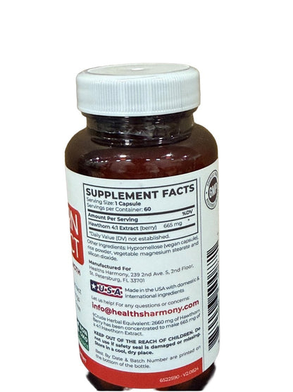 Hochwirksame Weißdornbeeren Kapseln - Weißdornbeeren 4:1 Extrakt (Beeren) 665mg Nahrungsergänzungsmittel aus Konzentrat zur Unterstützung der Herz- und Verdauungsgesundheit - Vegan, Nicht-GVO & Glutenfrei (2 Monatsvorrat)