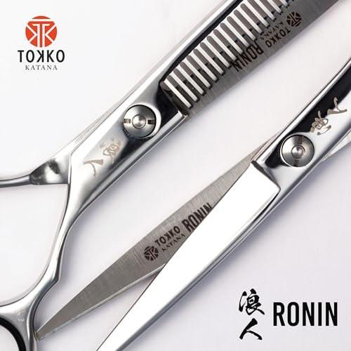 Ronin Haarscheren Set von Tokko Katana – Professionelles Friseur-Scherset, 6,5 Zoll scharfe Edelstahl-Schere & Ausdünnschere für Barber, Friseure, Salon & DIY