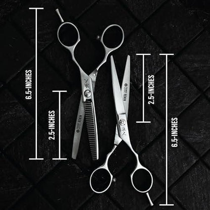 Ronin Haarscheren Set von Tokko Katana – Professionelles Friseur-Scherset, 6,5 Zoll scharfe Edelstahl-Schere & Ausdünnschere für Barber, Friseure, Salon & DIY