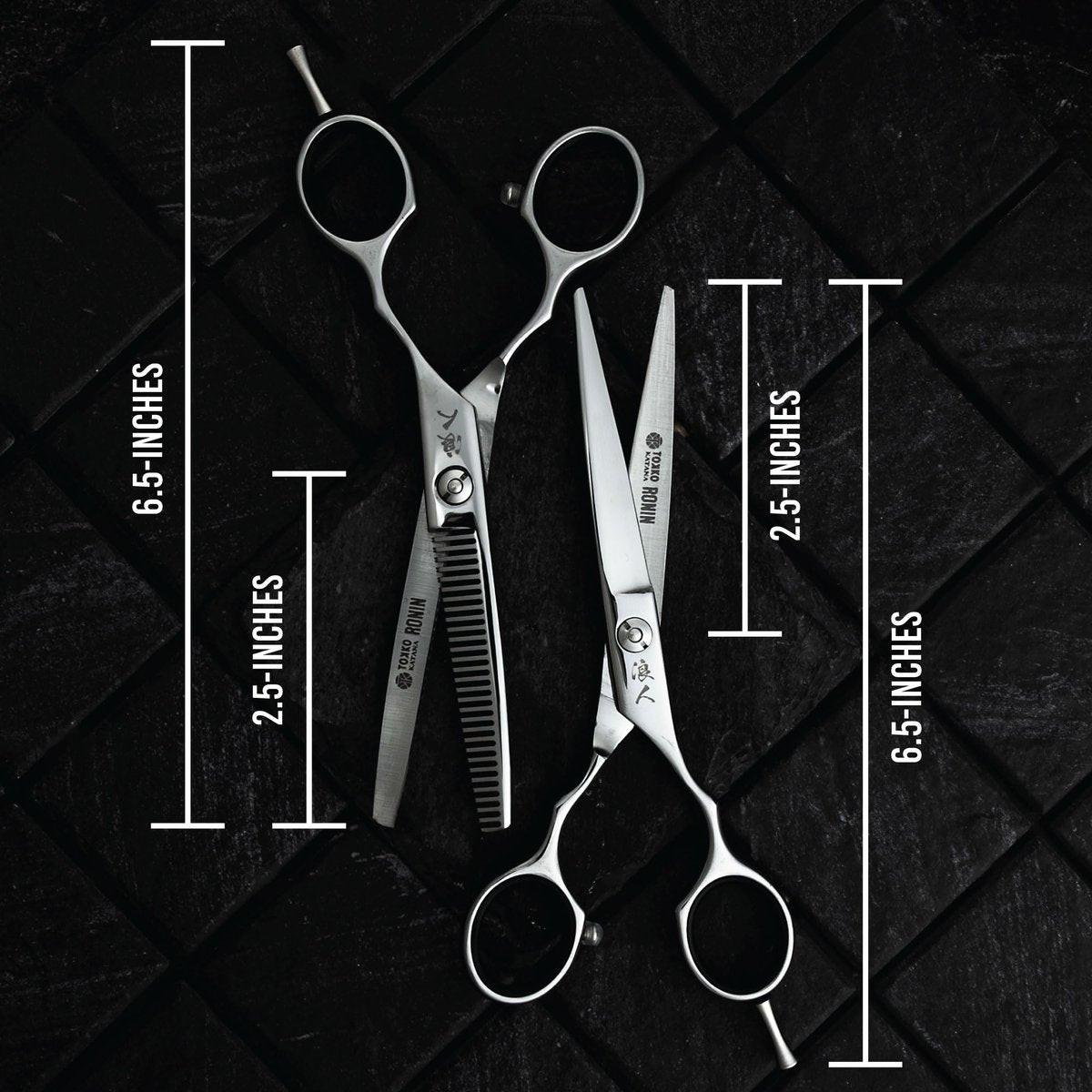 Ronin Haarscheren Set von Tokko Katana – Professionelles Friseur-Scherset, 6,5 Zoll scharfe Edelstahl-Schere & Ausdünnschere für Barber, Friseure, Salon & DIY