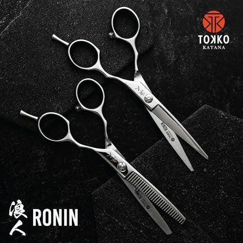 Ronin Haarscheren Set von Tokko Katana – Professionelles Friseur-Scherset, 6,5 Zoll scharfe Edelstahl-Schere & Ausdünnschere für Barber, Friseure, Salon & DIY