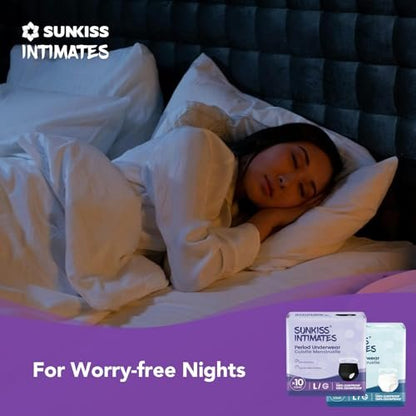 SUNKISS INTIMATES Einweg-Periode-Unterwäsche für Frauen bei starkem Blutfluss, Low-Rise, unparfümiert, Postpartum-Essentials, Schwarz, Small/Medium, 10 Stück
