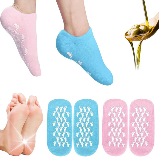 2 Paar Feuchtigkeitsspendende Socken – Silikon Socken für trockene, rissige Füße bei Frauen – Lotion-Gel-Socken zur Reparatur, Pflege und Hydratisierung der Füße