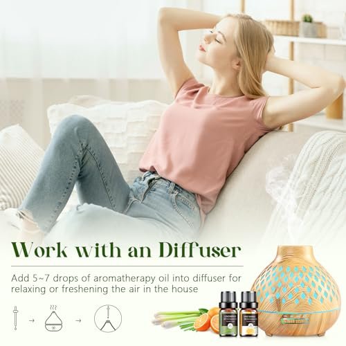 Ätherische Öle Set - 12 Stück Bio Aromatherapie Öl Kit für Diffuser, Luftbefeuchter, Massage, Seife, Kerzenherstellung (5 mL)