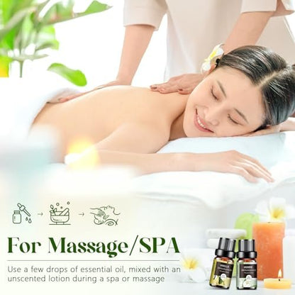 Ätherische Öle Set - 12 Stück Bio Aromatherapie Öl Kit für Diffuser, Luftbefeuchter, Massage, Seife, Kerzenherstellung (5 mL)