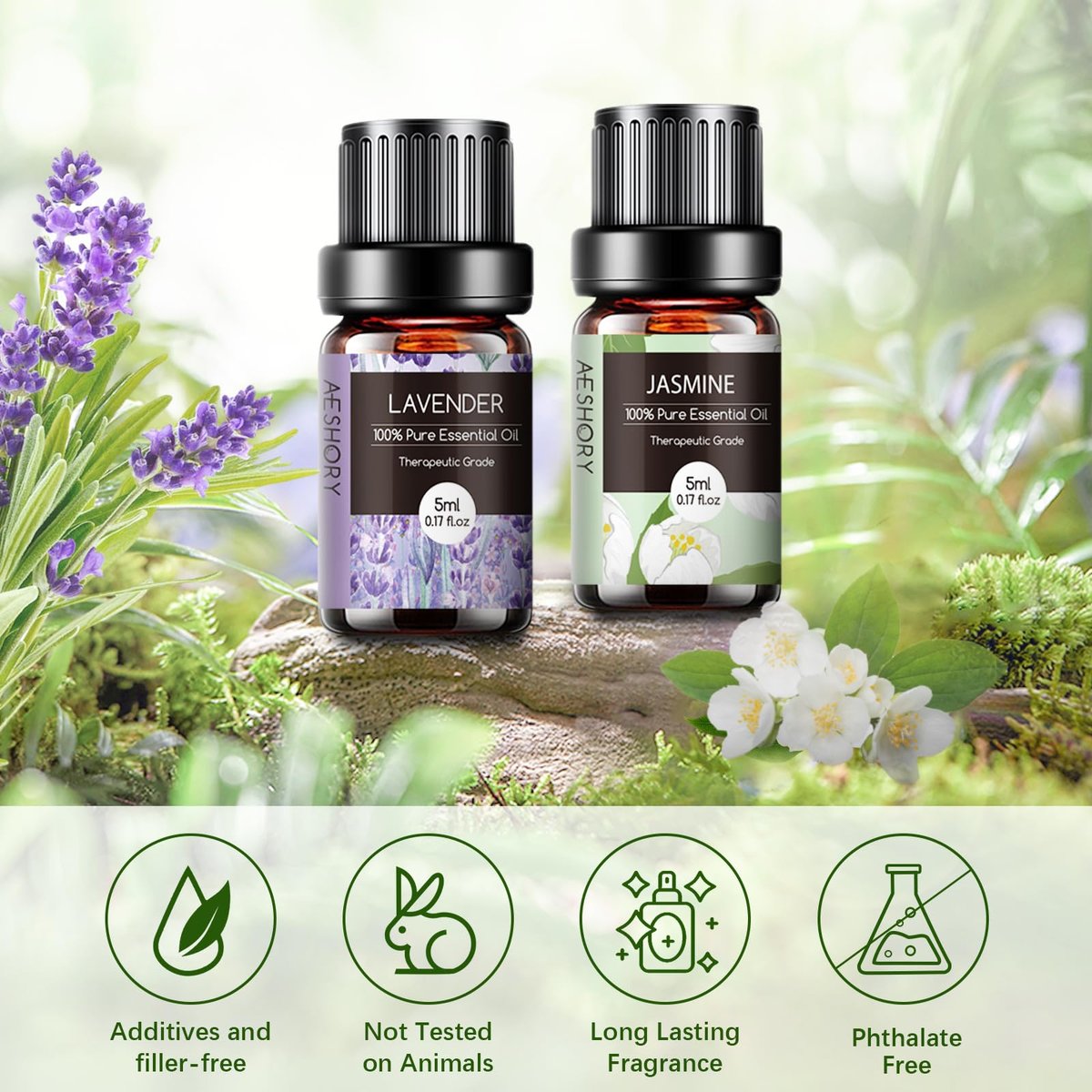 Ätherische Öle Set - 12 Stück Bio Aromatherapie Öl Kit für Diffuser, Luftbefeuchter, Massage, Seife, Kerzenherstellung (5 mL)