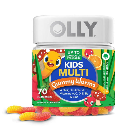 OLLY Kids Multivitamin Gummis – Gesamte Gesundheit & Immununterstützung* mit Vitaminen A, C, D, E, B und Zink, saurer Fruchtpunsch-Geschmack, 70 Gummis (70-Tage-Vorrat)