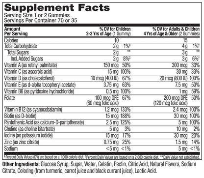 OLLY Kids Multivitamin Gummis – Gesamte Gesundheit & Immununterstützung* mit Vitaminen A, C, D, E, B und Zink, saurer Fruchtpunsch-Geschmack, 70 Gummis (70-Tage-Vorrat)