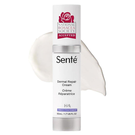 Senté Dermal Repair Facial Cream | Beruhigende Gesichtscreme für Rosacea, empfindliche Haut & nach Behandlungen | Feuchtigkeitsspendend & pflegend mit patentiertem HSA, Vitamin E & grünem Tee Extrakt | 50 ml