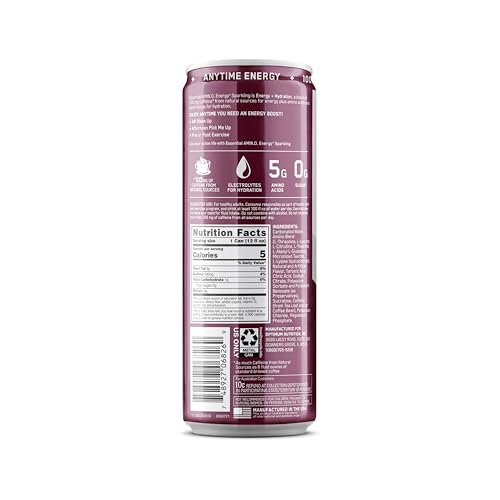 Optimum Nutrition Amino Energy Sparkling Hydration Drink – Zuckerfrei mit Elektrolyten, Koffein, Aminosäuren & BCAAs, Berry Burst, 12x355 ml
