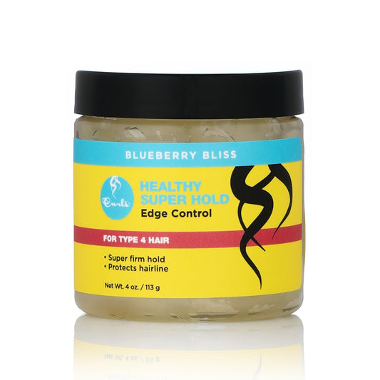 Curls Blueberry Bliss Super Hold Edge Control - 4 oz, Starker Halt Haargel für Typ-4-Haar, Flockenfrei, Sofortiger Glanz, Angereichert mit Rizinusöl, Blaubeersamenöl und Rosmarinblatt