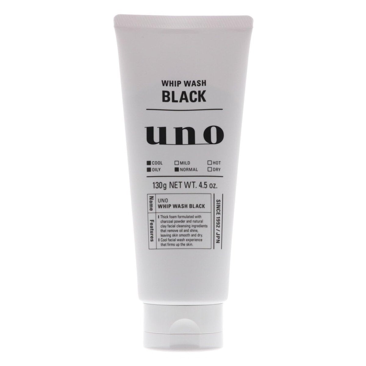 UNO WHIP WASH Schwarzer Gesichtsreiniger für Männer 4,5 oz