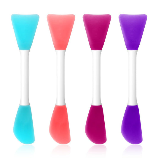 4er-Pack Silikon-Gesichtsmasken-Applikator, Doppelend-Maskenpinsel für Gesichtsmasken-Mischspatel, weiche Make-up-Pinsel für Hautpflegecreme, Lotion, Gel, Foundation (4 Farben)