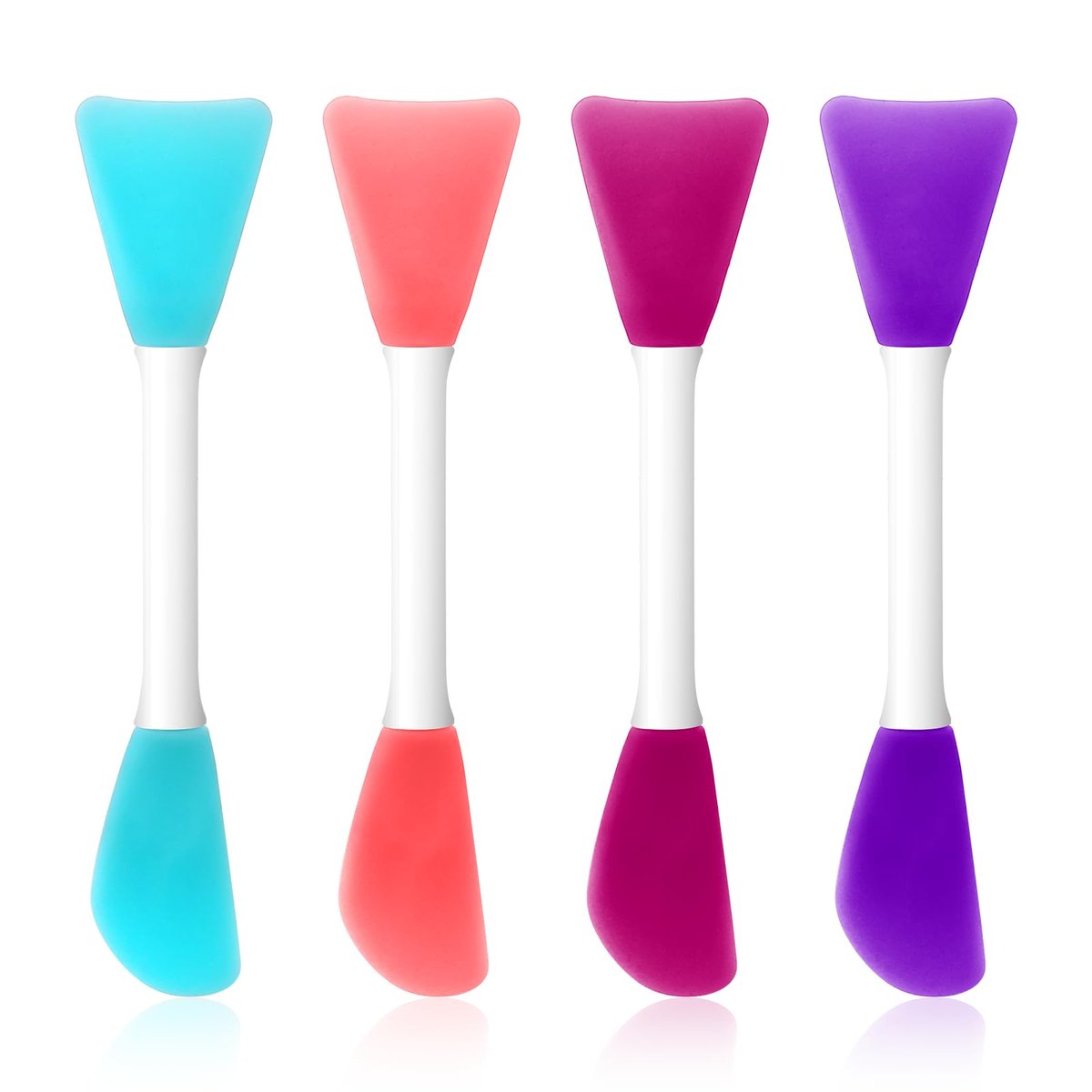 4er-Pack Silikon-Gesichtsmasken-Applikator, Doppelend-Maskenpinsel für Gesichtsmasken-Mischspatel, weiche Make-up-Pinsel für Hautpflegecreme, Lotion, Gel, Foundation (4 Farben)