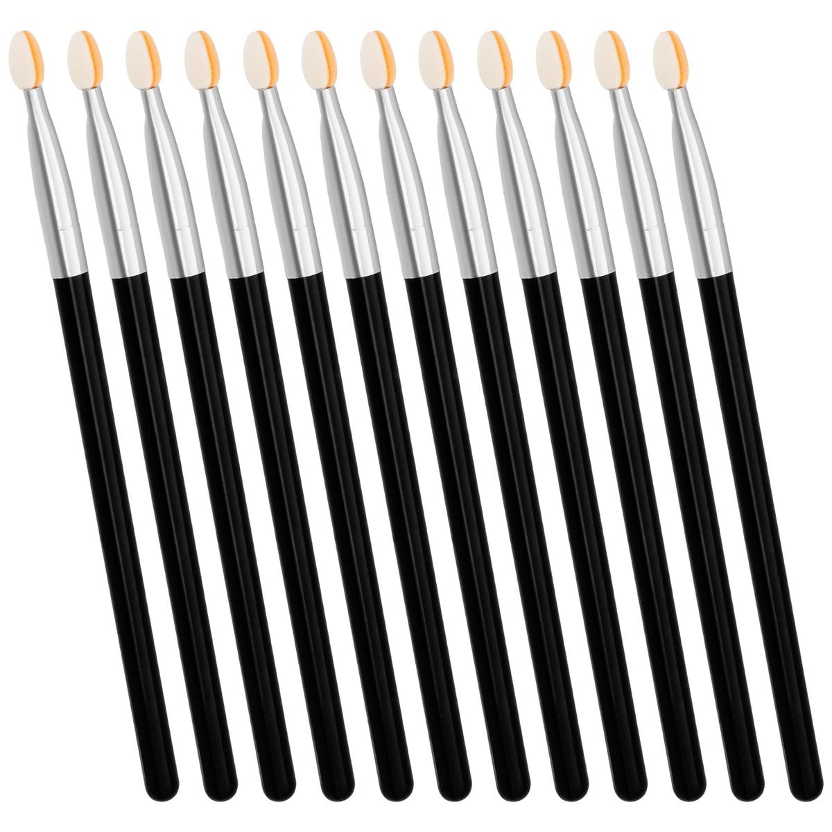 12-teiliges Set langer Lidschatten-Applikator-Schwämme – Wiederverwendbare professionelle Make-up-Pinsel für Damen, Lidschatten-Schwamm-Applikator-Bürste