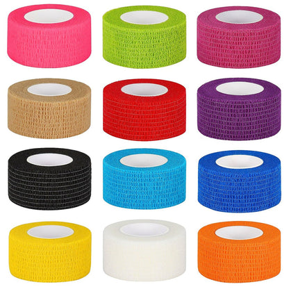 12er-Pack Selbstklebende Bandage 2,5 cm – Kohäsive Bandage für Hunde, Haustiere, Sport & Erste Hilfe (bunte Farben)