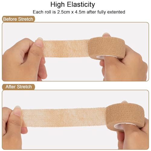 12er-Pack Selbstklebende Bandage 2,5 cm – Kohäsive Bandage für Hunde, Haustiere, Sport & Erste Hilfe (bunte Farben)