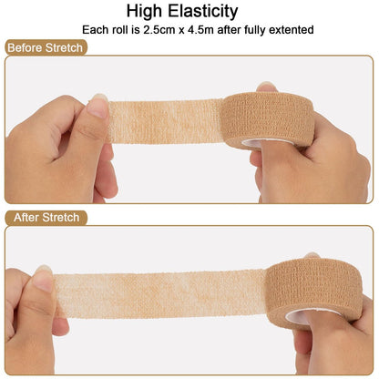 12er-Pack Selbstklebende Bandage 2,5 cm – Kohäsive Bandage für Hunde, Haustiere, Sport & Erste Hilfe (bunte Farben)