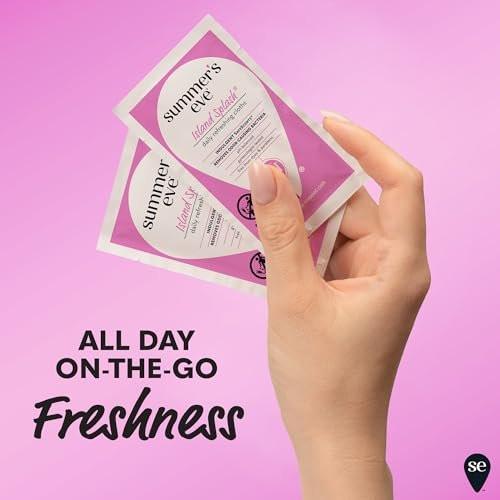 Summer's Eve Feminine Tücher, Island Splash, einzeln verpackte Vaginaltücher, feminine Pflege zur Beseitigung von Vaginalgeruch, gynäkologisch getestet, 12 Tücher