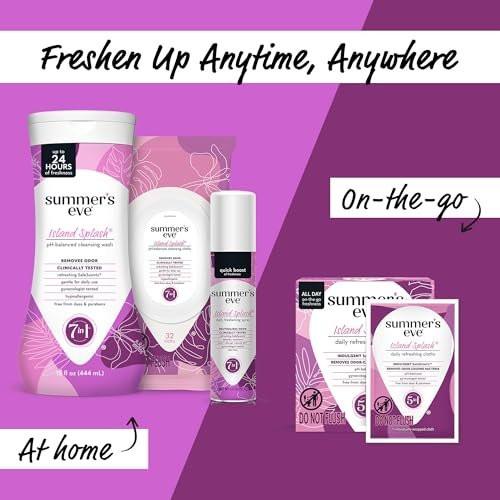 Summer's Eve Feminine Tücher, Island Splash, einzeln verpackte Vaginaltücher, feminine Pflege zur Beseitigung von Vaginalgeruch, gynäkologisch getestet, 12 Tücher
