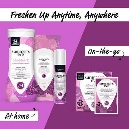 Summer's Eve Feminine Tücher, Island Splash, einzeln verpackte Vaginaltücher, feminine Pflege zur Beseitigung von Vaginalgeruch, gynäkologisch getestet, 12 Tücher
