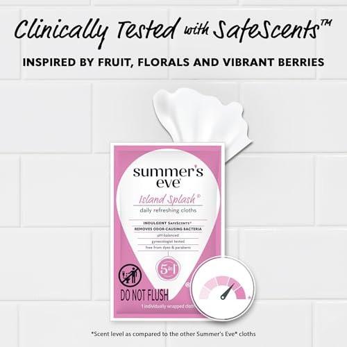 Summer's Eve Feminine Tücher, Island Splash, einzeln verpackte Vaginaltücher, feminine Pflege zur Beseitigung von Vaginalgeruch, gynäkologisch getestet, 12 Tücher