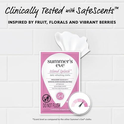 Summer's Eve Feminine Tücher, Island Splash, einzeln verpackte Vaginaltücher, feminine Pflege zur Beseitigung von Vaginalgeruch, gynäkologisch getestet, 12 Tücher