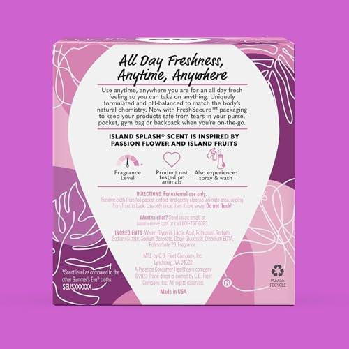 Summer's Eve Feminine Tücher, Island Splash, einzeln verpackte Vaginaltücher, feminine Pflege zur Beseitigung von Vaginalgeruch, gynäkologisch getestet, 12 Tücher