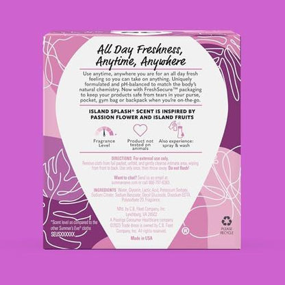 Summer's Eve Feminine Tücher, Island Splash, einzeln verpackte Vaginaltücher, feminine Pflege zur Beseitigung von Vaginalgeruch, gynäkologisch getestet, 12 Tücher