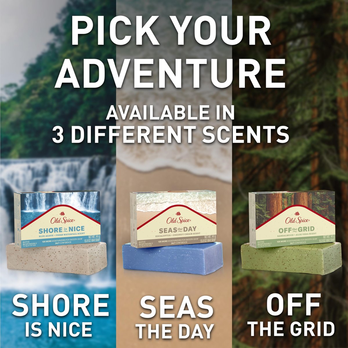 Old Spice Premium Bar Soap Seas The Day – Eukalyptus & Kokoscreme Duft, mit pflanzlichen Reinigern, 5,0 oz (6er Pack)