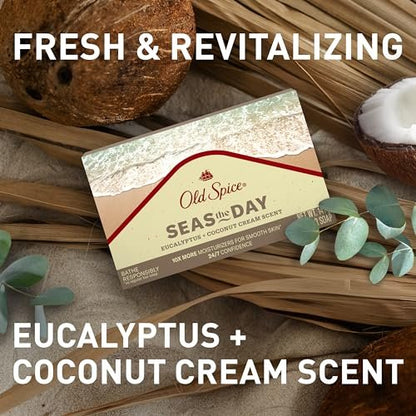 Old Spice Premium Bar Soap Seas The Day – Eukalyptus & Kokoscreme Duft, mit pflanzlichen Reinigern, 5,0 oz (6er Pack)