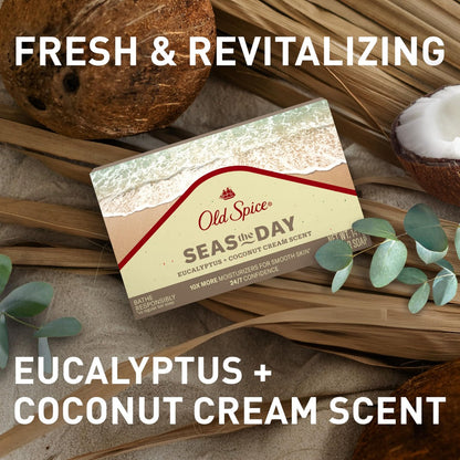 Old Spice Premium Bar Soap Seas The Day – Eukalyptus & Kokoscreme Duft, mit pflanzlichen Reinigern, 5,0 oz (6er Pack)