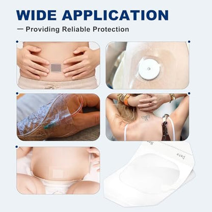 Ceeport Transparente Wundauflage 2,36" x 2,75", 100 Stück wasserdichte Wundpflaster, selbstklebende Pflaster für postoperative Dusche, IV-Schutz, Tattoo-Nachsorge