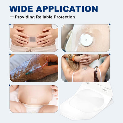 Ceeport Transparente Wundauflage 2,36" x 2,75", 100 Stück wasserdichte Wundpflaster, selbstklebende Pflaster für postoperative Dusche, IV-Schutz, Tattoo-Nachsorge