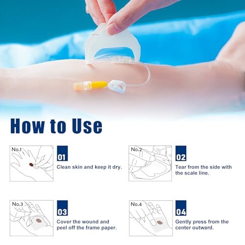 Ceeport Transparente Wundauflage 2,36" x 2,75", 100 Stück wasserdichte Wundpflaster, selbstklebende Pflaster für postoperative Dusche, IV-Schutz, Tattoo-Nachsorge
