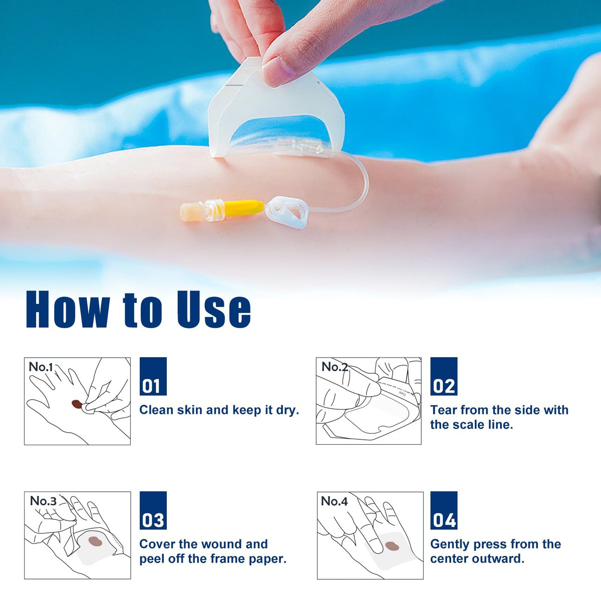 Ceeport Transparente Wundauflage 2,36" x 2,75", 100 Stück wasserdichte Wundpflaster, selbstklebende Pflaster für postoperative Dusche, IV-Schutz, Tattoo-Nachsorge