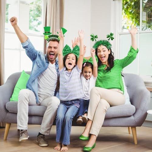 GoosWexmzl 9-teiliges St. Patrick's Day Stirnband – Kleeblatt-Stirnbänder für Frauen und Mädchen, grünes Feiertagszubehör