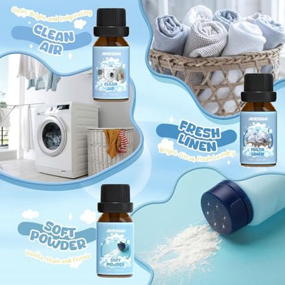 ARVIDSSON Ätherische Öle Set – Natürliche Duftöle für Diffuser, Seifenherstellung – Fresh Linen, Clean Home, Fresh Cotton, Soft Powder, Blossom Soap, Lemongrass – Erfrischende Duftöle für Zuhause