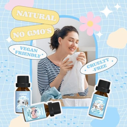 ARVIDSSON Ätherische Öle Set – Natürliche Duftöle für Diffuser, Seifenherstellung – Fresh Linen, Clean Home, Fresh Cotton, Soft Powder, Blossom Soap, Lemongrass – Erfrischende Duftöle für Zuhause