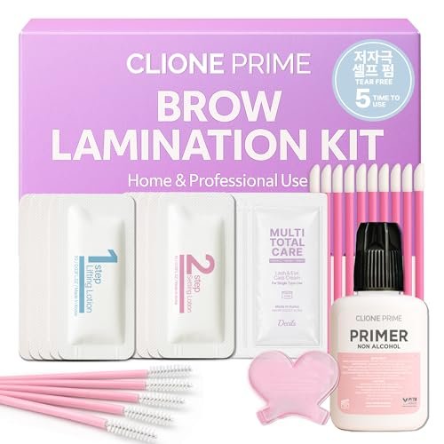 CLIONE PRIME At Home Brow Lamination Kit – DIY Augenbrauen-Laminier-Set für professionelle Ergebnisse, Augenbrauen-Lift für vollere, dichtere Brauen, hält bis zu 8 Wochen (0,15 Fl Oz, klar)