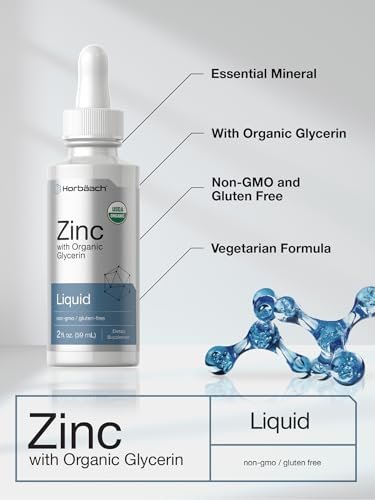 Horbäach Flüssig Zink Tropfen | 59 ml | mit Bio-Glycerin | Vegetarisch, Ohne Gentechnik, Glutenfrei