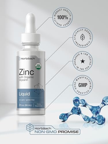 Horbäach Flüssig Zink Tropfen | 59 ml | mit Bio-Glycerin | Vegetarisch, Ohne Gentechnik, Glutenfrei