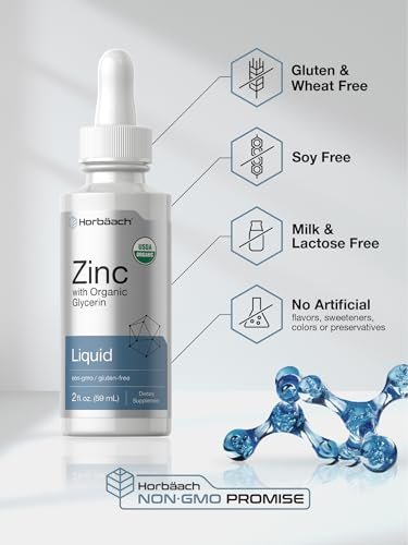Horbäach Flüssig Zink Tropfen | 59 ml | mit Bio-Glycerin | Vegetarisch, Ohne Gentechnik, Glutenfrei