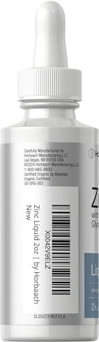Horbäach Flüssig Zink Tropfen | 59 ml | mit Bio-Glycerin | Vegetarisch, Ohne Gentechnik, Glutenfrei