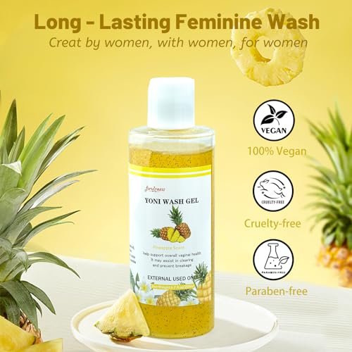 Natural Yoni Wash Yoni Oil Set, Femininwasch für Frauen pH-Balance, 30 ml Femininöl & 200 ml Intimwaschgel - Ananasduft