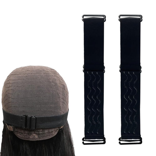 2er-Pack verstellbare elastische Bänder für Perücken, rutschfeste Perückenbänder, schwarze elastische Bänder für klebefreie Perückenherstellung, Perückenzubehör